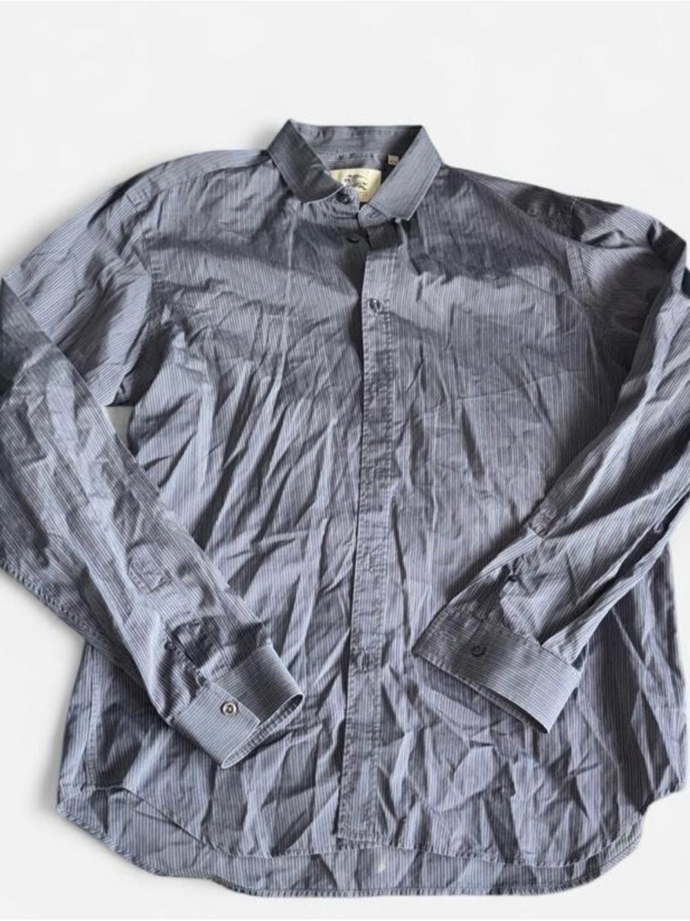 Burberry Men's Blue-Gray Pinstripe Dress Shirt